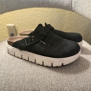 Papillio Black Suede clogs
